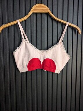Victoria's Secret Pink And Red Heart Bralette Size S